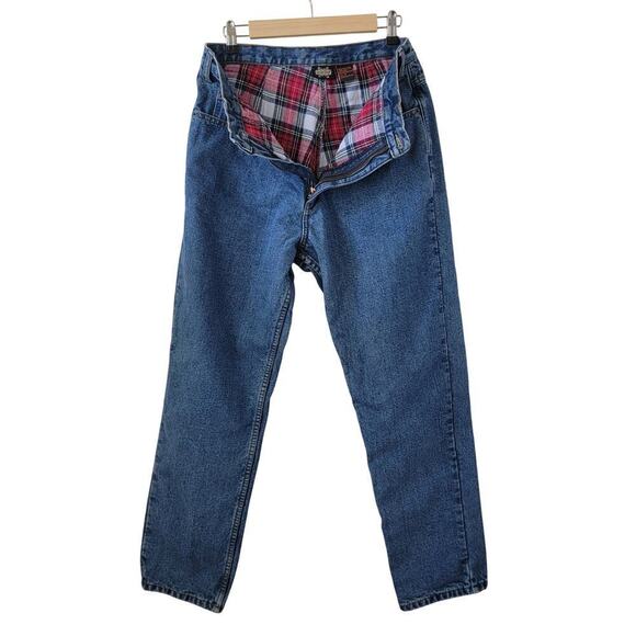 Guide Gear Flannel Lined MOM Jeans Women Size 12 High Rise Relaxed Fit Med Wash - Picture 1 of 10